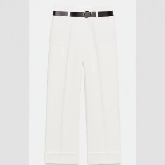 Damen Weite High‑Waist Palazzohose mit vertikalem Streifenmuster und elastischem Bund Drune