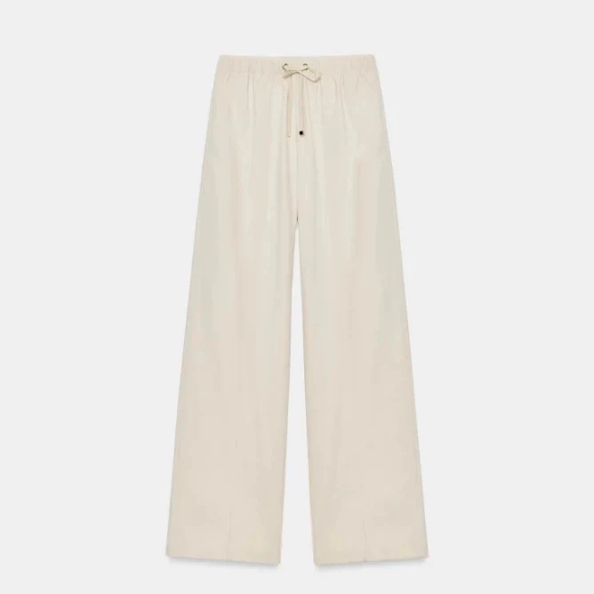 Damen Weite High-Waist-Hose mit elastischem Bund und Kordelzug Drune