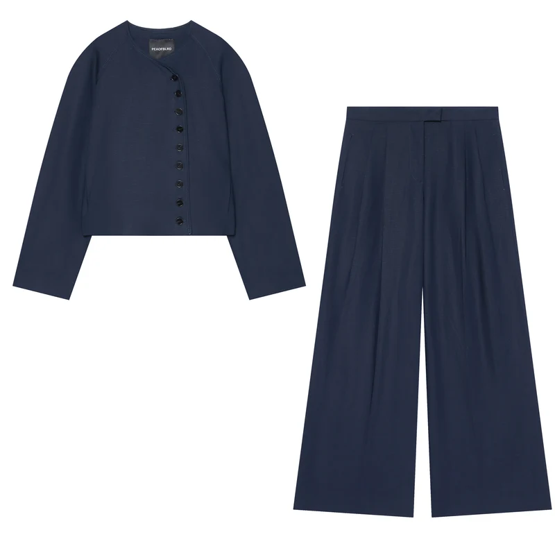 Damen weite High‑Waist Culottehose mit Bundfalten und verdecktem Verschluss Drune