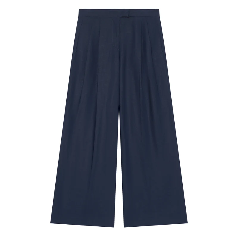 Damen weite High‑Waist Culottehose mit Bundfalten und verdecktem Verschluss Drune