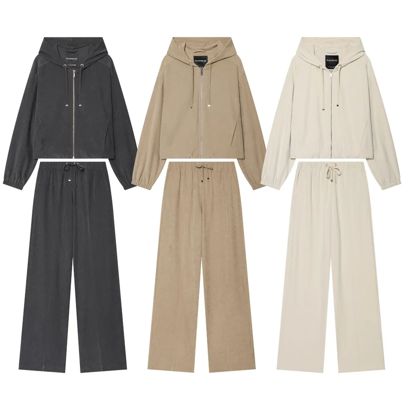 Damen Weite Cordhose mit hohem Elastikbund Tunnelzug und geradem Bein Drune