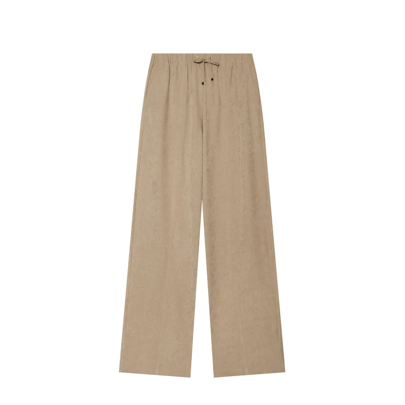 Damen Weite Cordhose mit hohem Elastikbund Tunnelzug und geradem Bein Drune