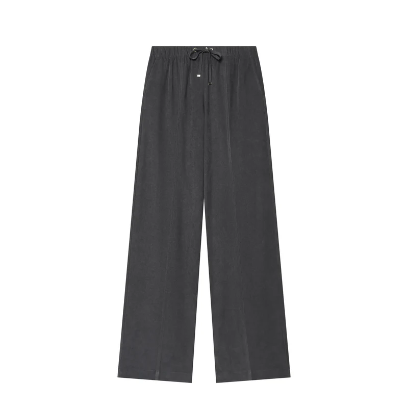 Damen Weite Cordhose mit hohem Elastikbund Tunnelzug und geradem Bein Drune