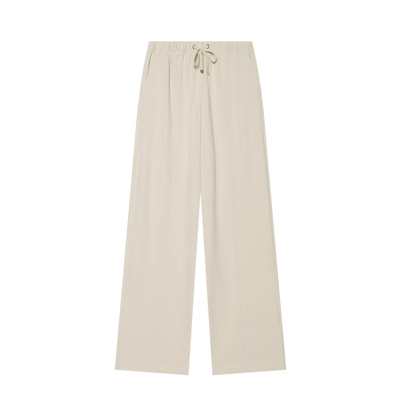 Damen Weite Cordhose mit hohem Elastikbund Tunnelzug und geradem Bein Drune