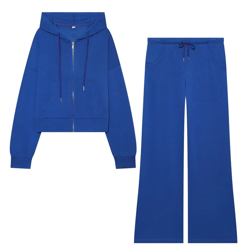 Damen Weit geschnittene High‑Waist Loungehose mit Kordelzug und Eingrifftaschen Drune