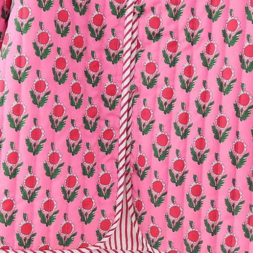 Damen Wattierte Jacke mit Blumenprint und gestreiften Paspeln Drune