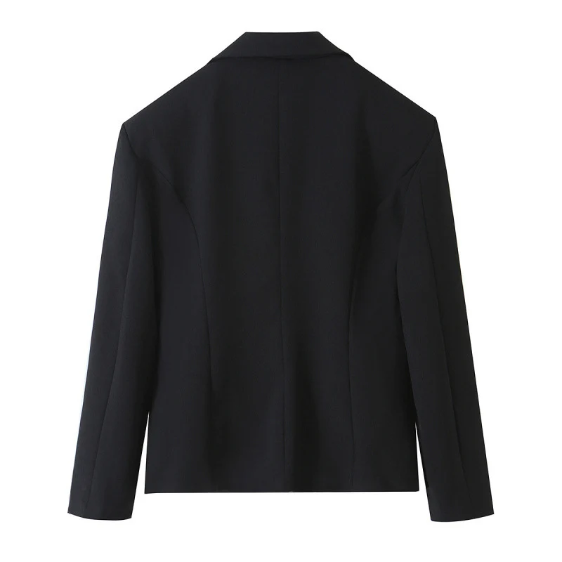 Damen Taillierter Kurzblazer mit asymmetrischem Schmuckknopf und Pattentaschen Drune