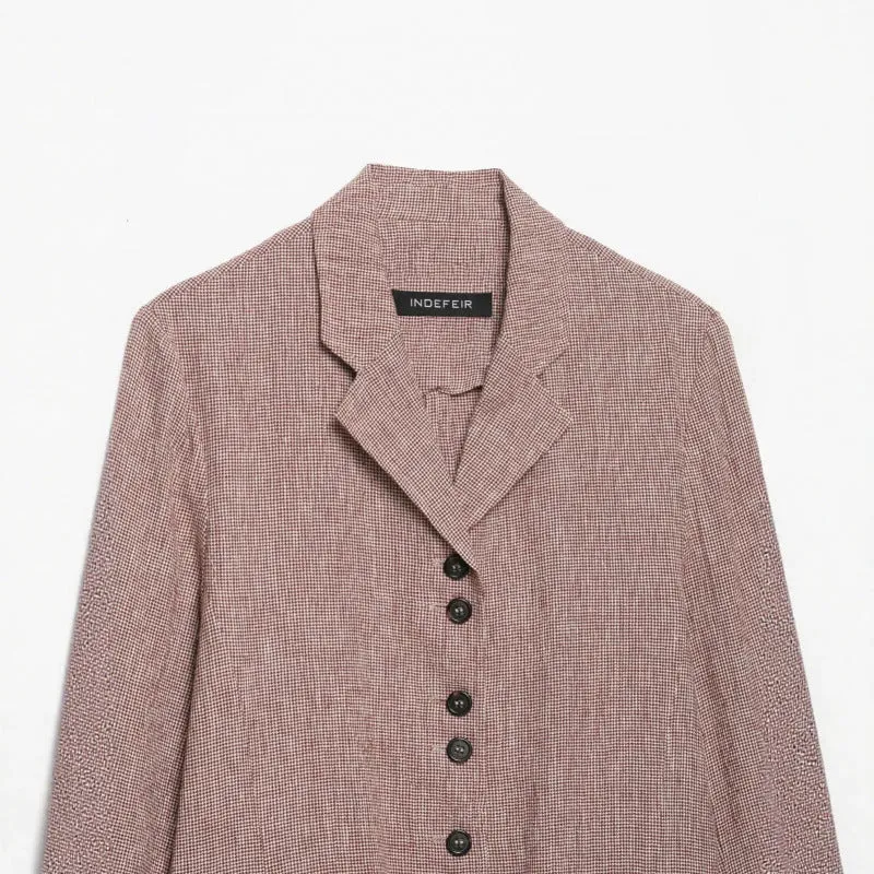 Damen taillierter Hemdblazer aus strukturierter Baumwollmischung mit Knopfleiste Drune