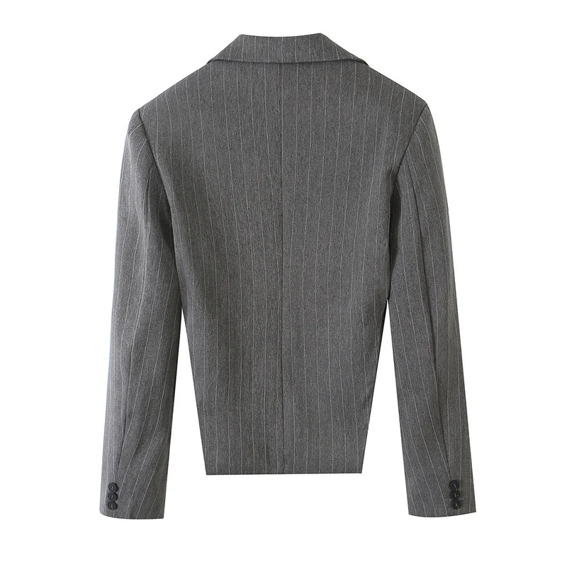 Damen Taillierter Cropped‑Blazer mit Seiteneinsätzen und Nadelstreifen Drune
