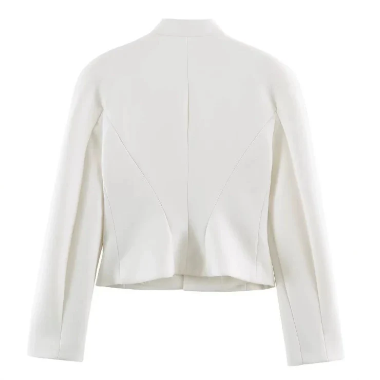 Damen Taillierter Cropped‑Blazer mit militärischer Galonverzierung und Stehkragen Drune