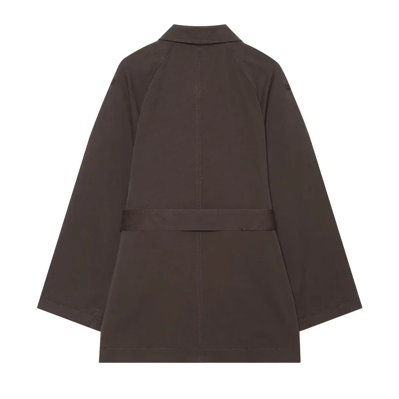 Damen Taillierter Cape‑Trenchcoat mit Bindegürtel und Schulterpatten Drune