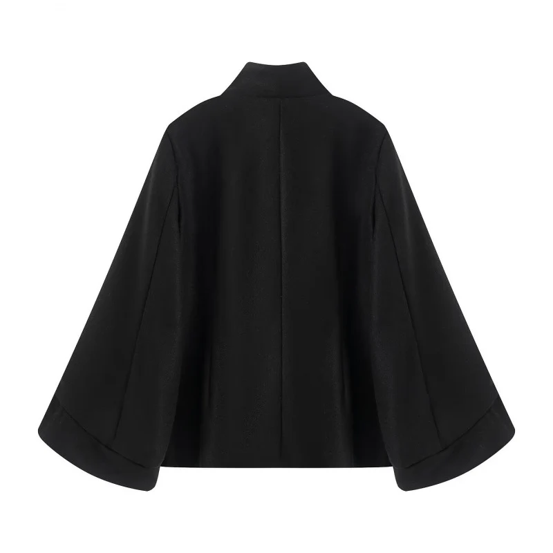 Damen Taillierte Double‑Breasted Kurzjacke mit Stehkragen und Glockenärmeln Drune