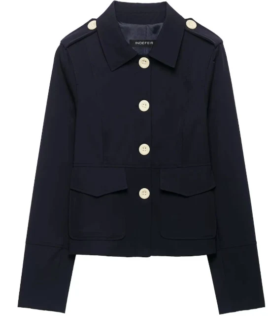 Damen Taillierte Cropped‑Fieldjacke im Blousonstil mit Schulterklappen und aufgesetzten Pattentaschen Drune