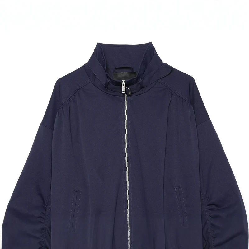 Damen Cropped-Blouson mit hohem Stehkragen, voluminösen Raffungärmeln und Metallreißverschluss Drune