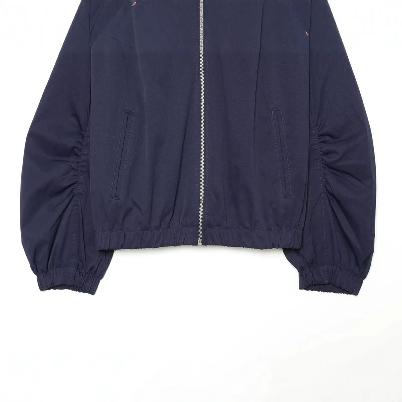 Damen Cropped-Blouson mit hohem Stehkragen, voluminösen Raffungärmeln und Metallreißverschluss Drune