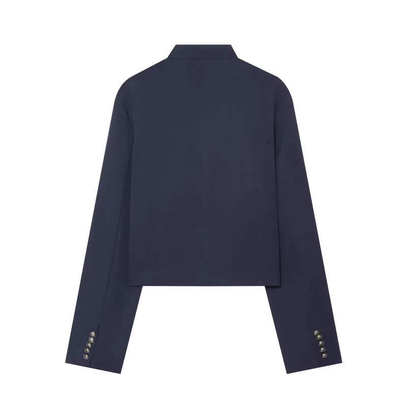 Damen Cropped-Blouson im militärischen Stil mit Zierkordeln und Stehkragen Drune