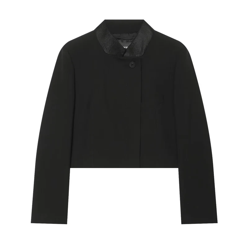 Damen Cropped‑Blazerjacke im Boxy‑Schnitt mit kurzem Stehkragen Drune