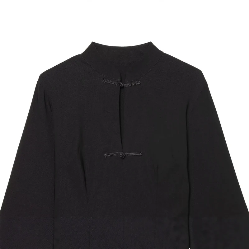 Damen Cape‑Mantel mit Stehkragen chinesischen Knotenverschlüssen und weiten Kimonoärmeln Drune