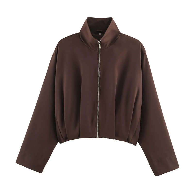 Damen Boxy-Cropped Blousonjacke mit hohem Stehkragen und taillennahem Gummizug Drune