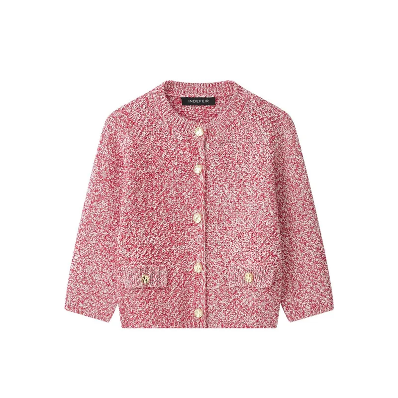 Damen Bouclé‑Strickjacke im Boxy‑Cut mit Perlmuttknöpfen und aufgesetzten Taschen Drune