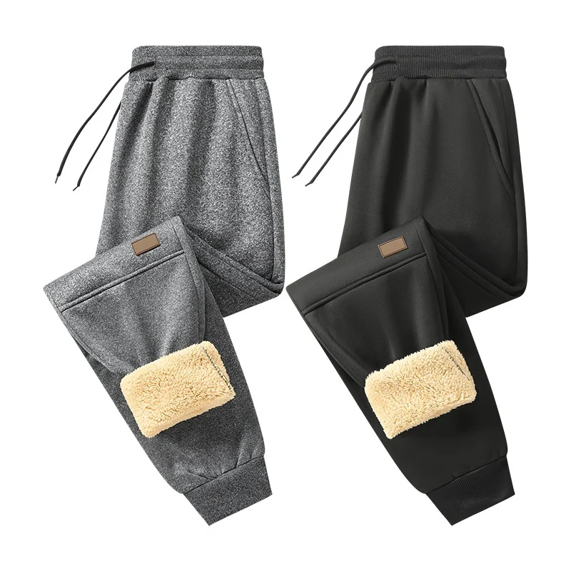 Herren Gefütterte Teddy-Fleece-Jogginghose mit elastischem Kordelbund & konischem Bein Drune