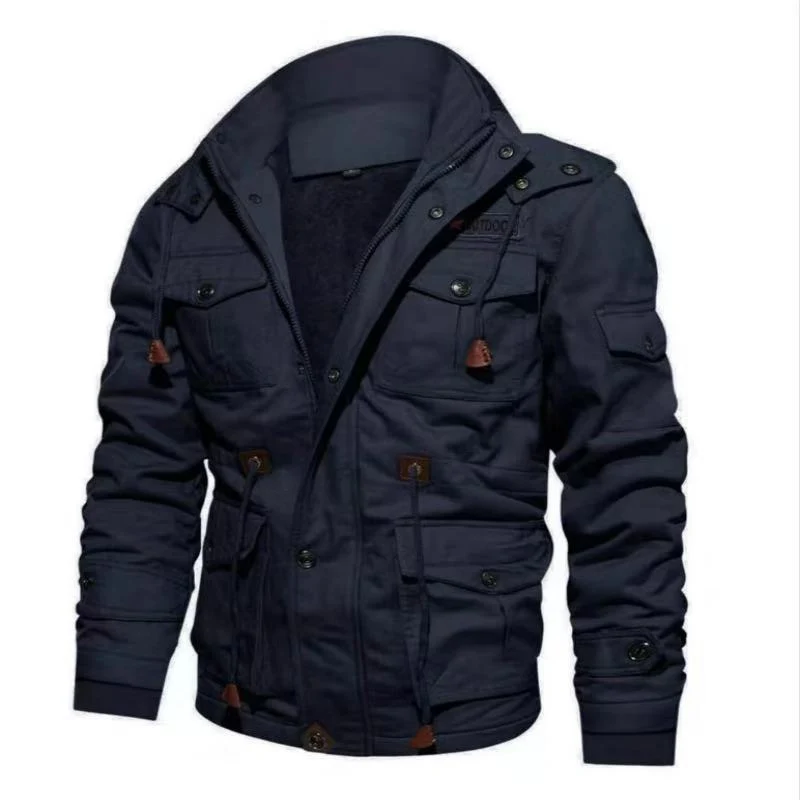 Herren Gefütterte Fieldjacke im Utility-Look mit Teddyfutter und Mehrfachtaschen Drune