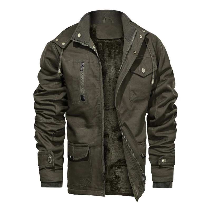 Herren Gefütterte Feldjacke mit Teddyfutter, Winddichtem Canvas & Mehrfach-Taschen Drune