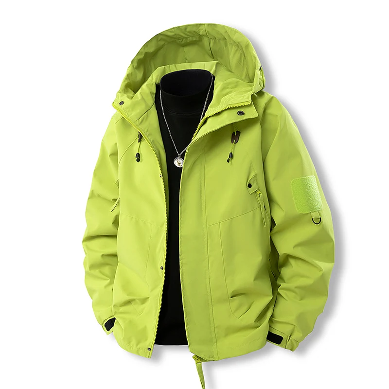 Herren Funktionale Kapuzen‑Übergangsjacke mit wasserabweisender Hülle, Utility‑Taschen & verstellbarem Saum Drune