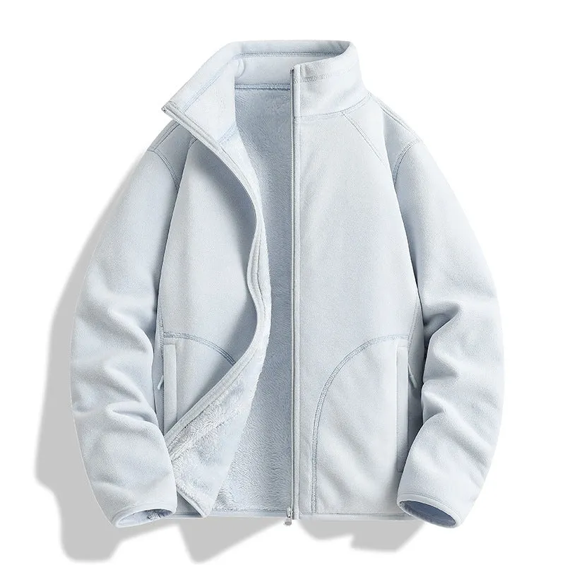Herren Fleecejacke mit Sherpa‑Teddyfutter, Stehkragen & Zwei‑Wege‑Reißverschluss Drune