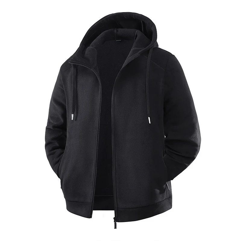 Herren Fleece-Softshell Hybridkapuzenjacke mit Teddy-Innenfutter & verstellbarer Kapuze Drune