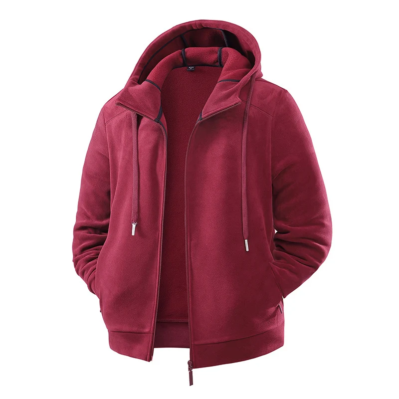 Herren Fleece-Softshell Hybridkapuzenjacke mit Teddy-Innenfutter & verstellbarer Kapuze Drune