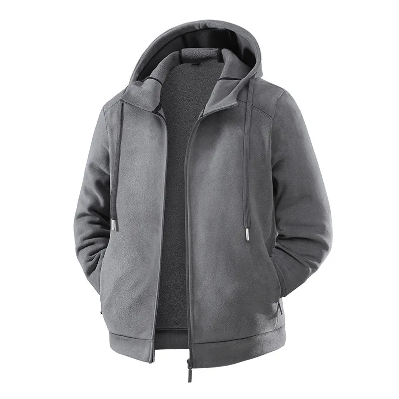 Herren Fleece-Softshell Hybridkapuzenjacke mit Teddy-Innenfutter & verstellbarer Kapuze Drune