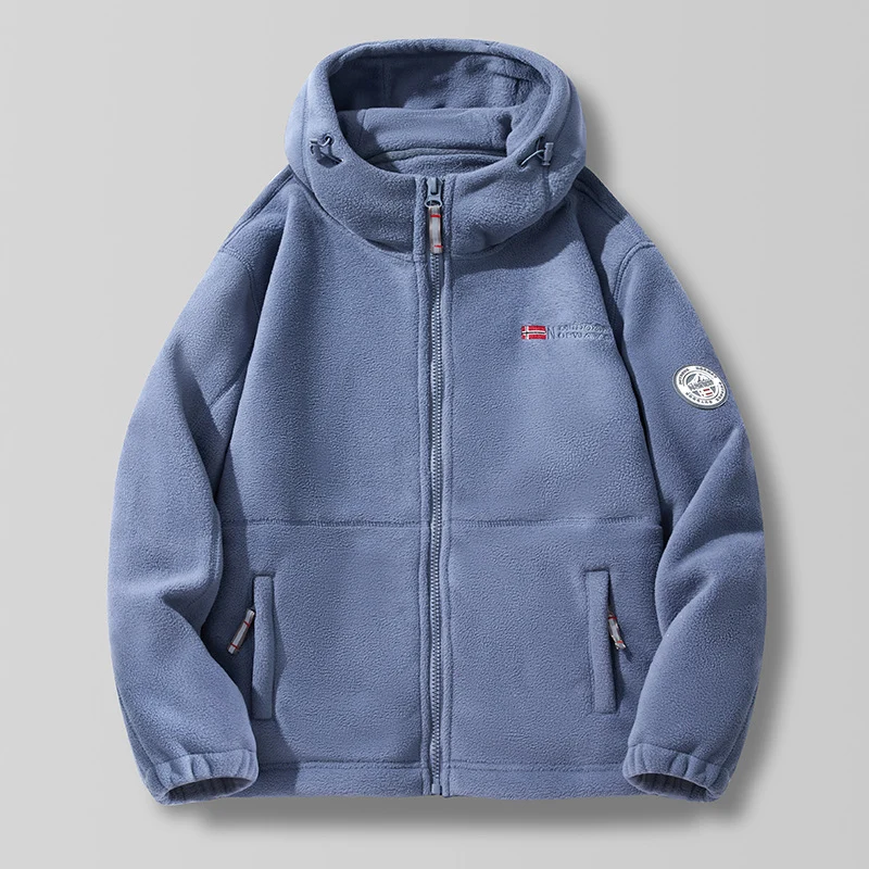 Herren Fleece-Kapuzenjacke mit Teddyfutter, hohem Kragen & durchgehendem Reißverschluss Drune