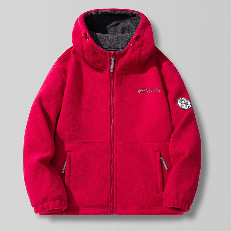 Herren Fleece-Kapuzenjacke mit Teddyfutter, hohem Kragen & durchgehendem Reißverschluss Drune