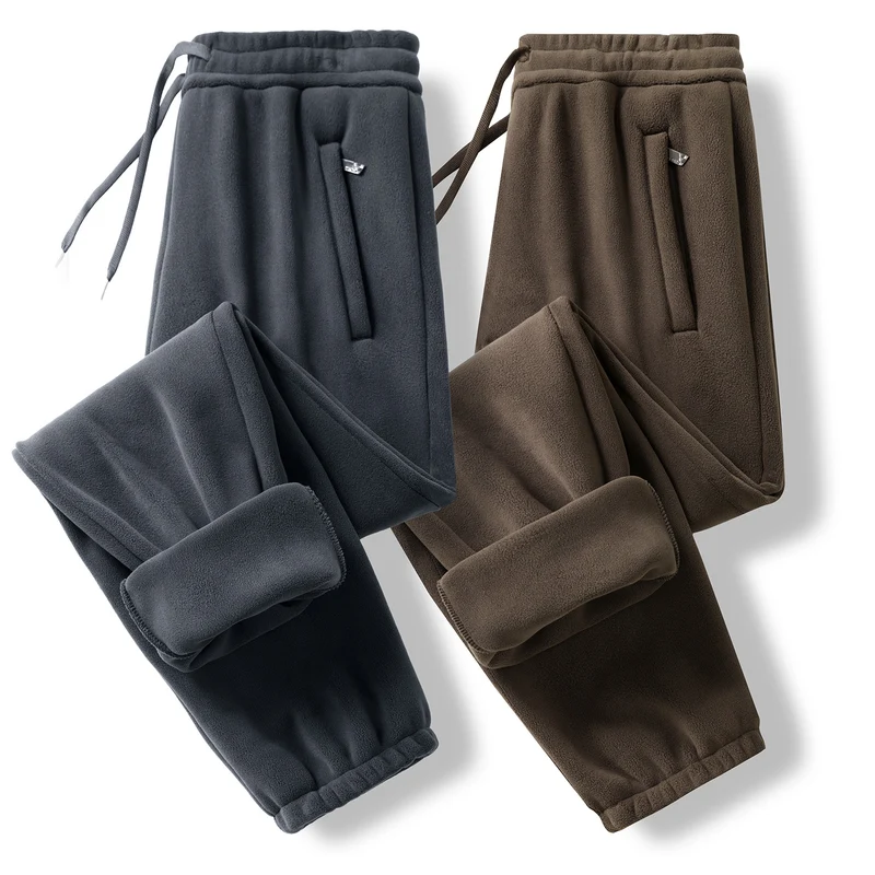Herren Fleece-Jogginghose mit elastischem Bund, Kordelzug und gerippten Bündchen Drune
