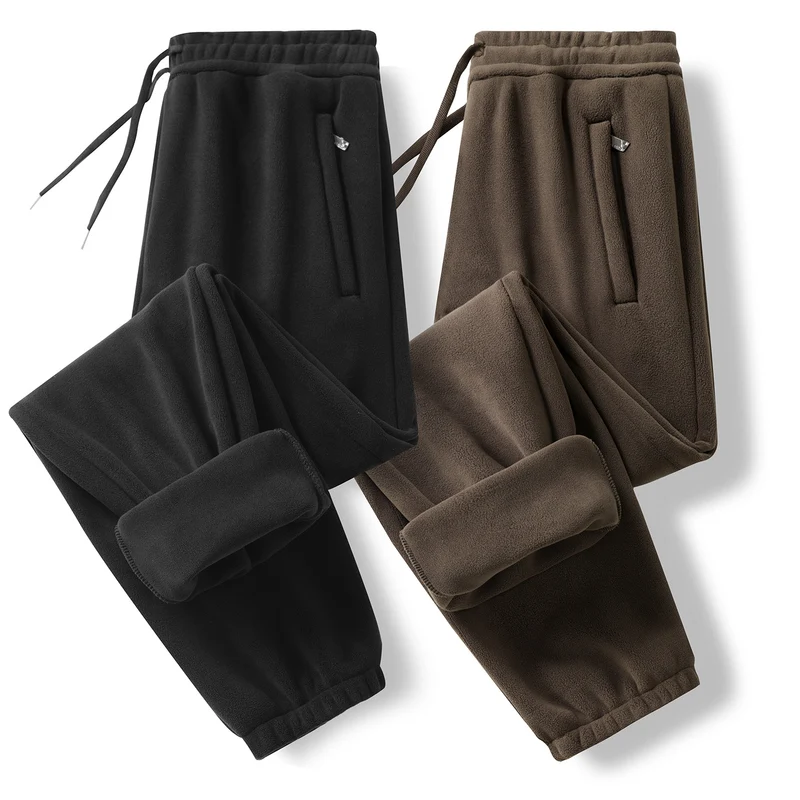 Herren Fleece-Jogginghose mit elastischem Bund, Kordelzug und gerippten Bündchen Drune