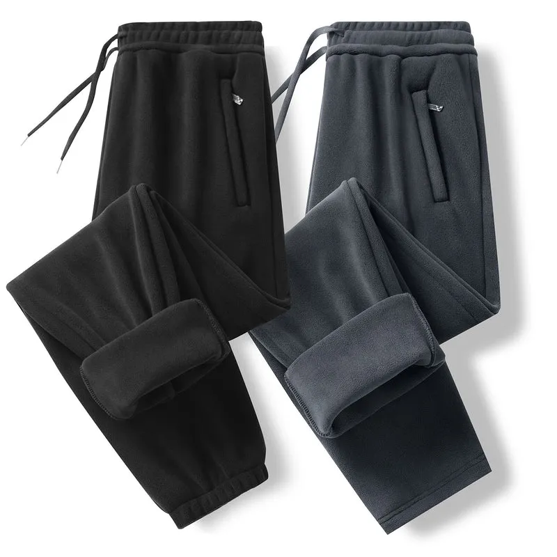 Herren Fleece-Jogginghose mit elastischem Bund, Kordelzug und gerippten Bündchen Drune