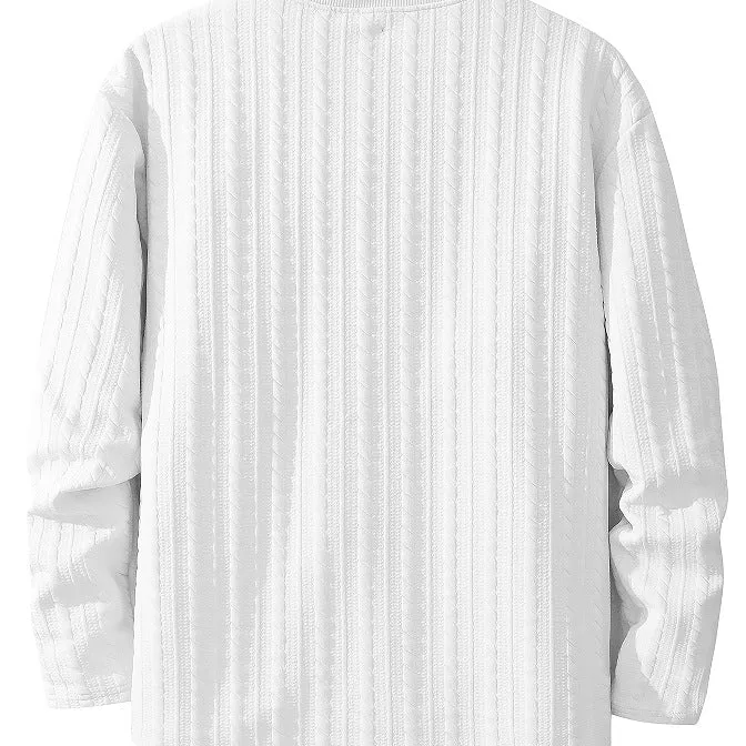 Herren Feinstruktur-Grobstrick Rundhals-Sweatshirt mit Zopfmuster & relaxed Schnitt Drune