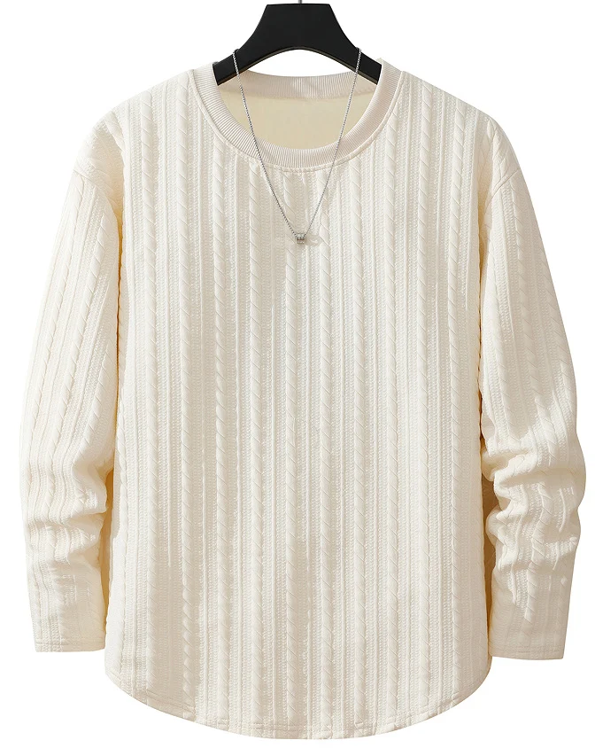 Herren Feinstruktur-Grobstrick Rundhals-Sweatshirt mit Zopfmuster & relaxed Schnitt Drune