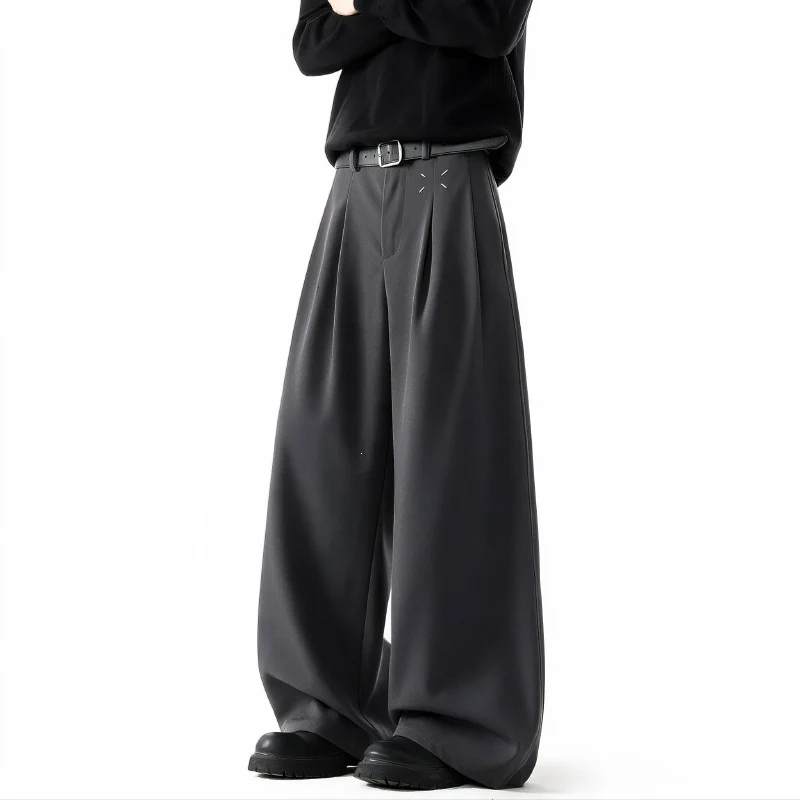 Herren Extrawide Palazzo-Hose mit hoher Taille, Bundfalten und weitem Bein Drune
