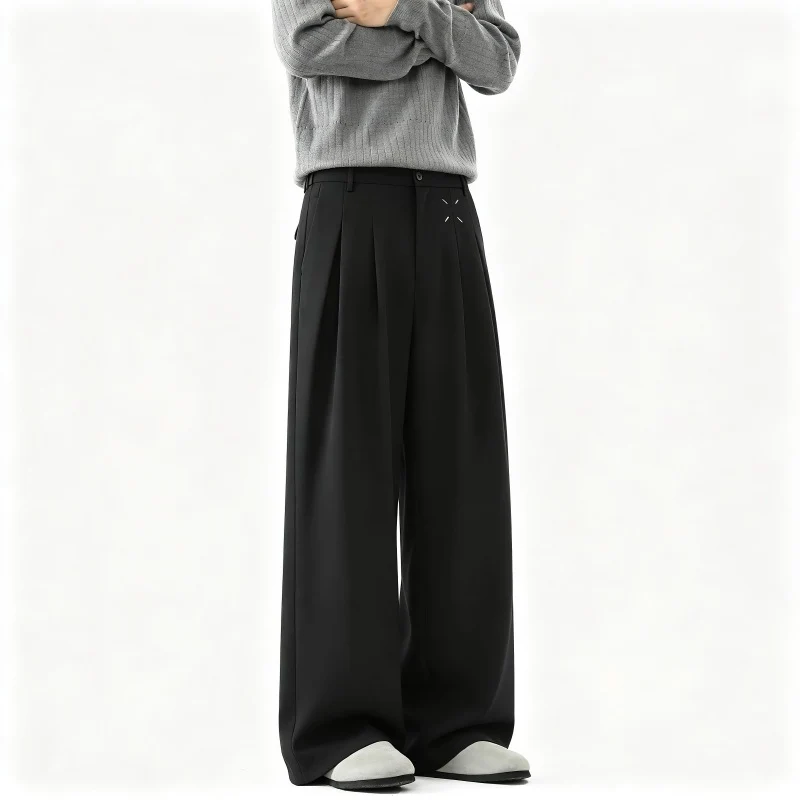 Herren Extrawide Palazzo-Hose mit hoher Taille, Bundfalten und weitem Bein Drune