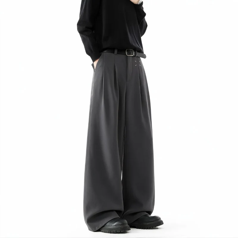 Herren Extrawide Palazzo-Hose mit hoher Taille, Bundfalten und weitem Bein Drune