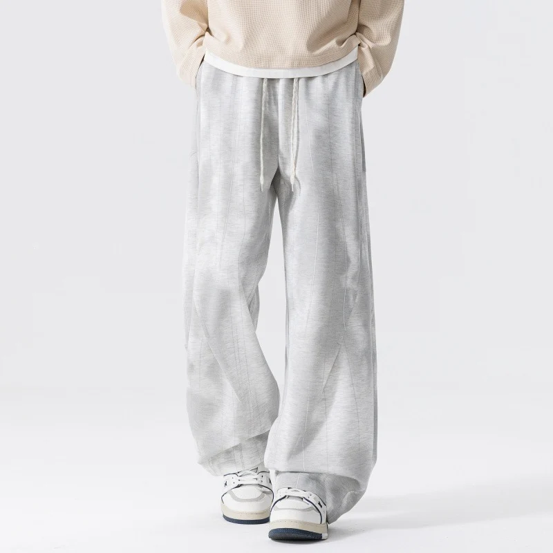 Herren Extraweite Relax-Freizeithose aus French-Terry mit Tunnelzug, Bügelfalten & Oversize-Bein Drune
