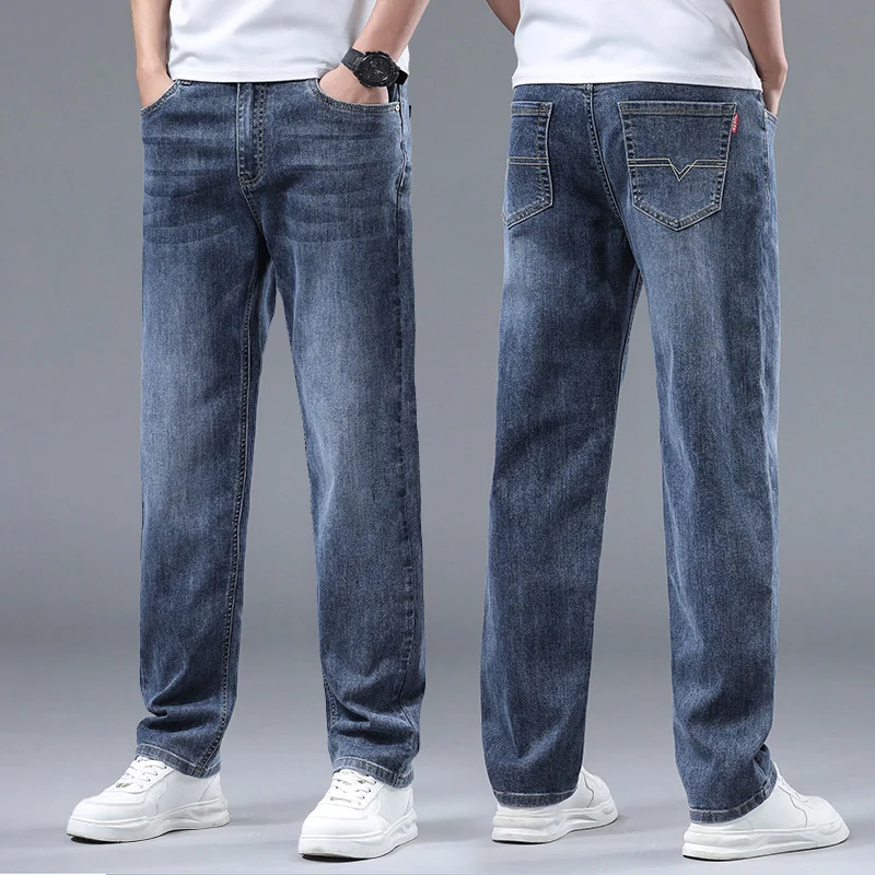 Herren Extraweite Denim-Baggy-Jeans mit geradem Bein & soften Waschungen Drune