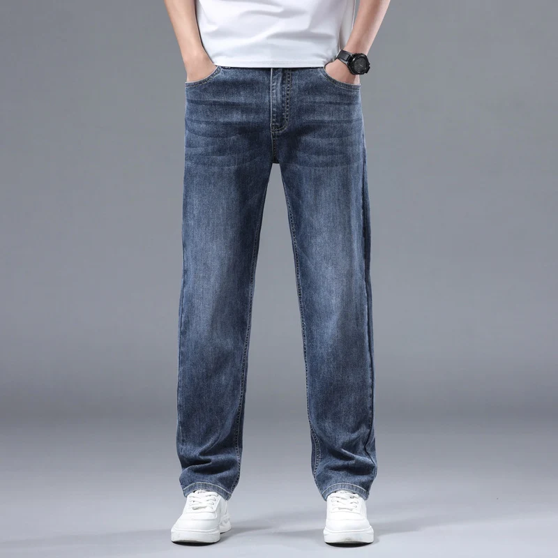 Herren Extraweite Denim-Baggy-Jeans mit geradem Bein & soften Waschungen Drune