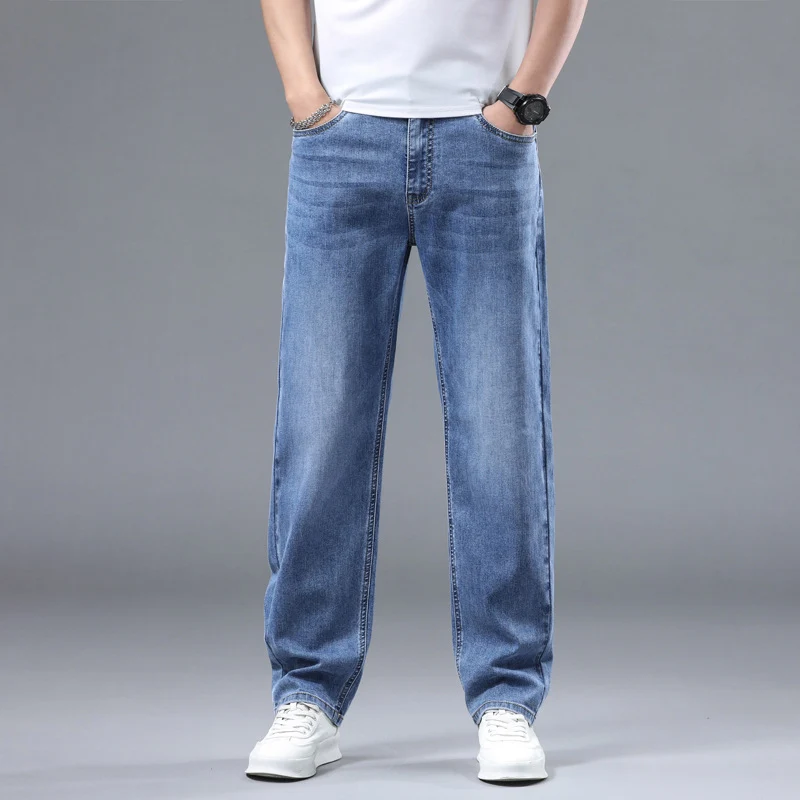 Herren Extraweite Denim-Baggy-Jeans mit geradem Bein & soften Waschungen Drune