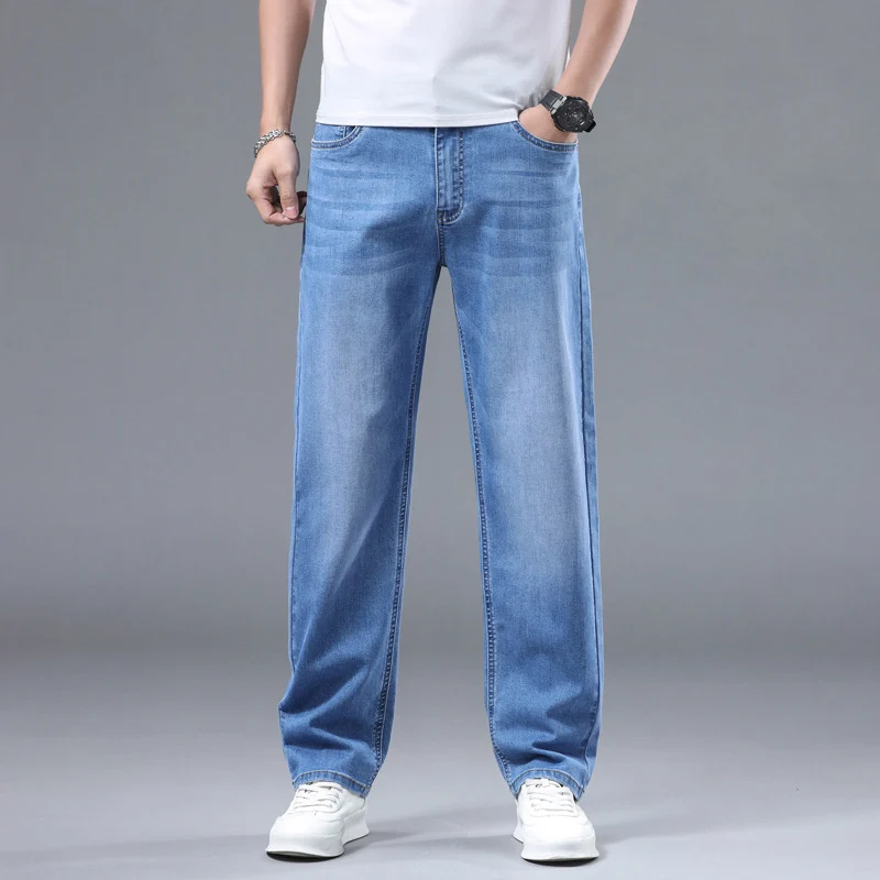 Herren Extraweite Denim-Baggy-Jeans mit geradem Bein & soften Waschungen Drune