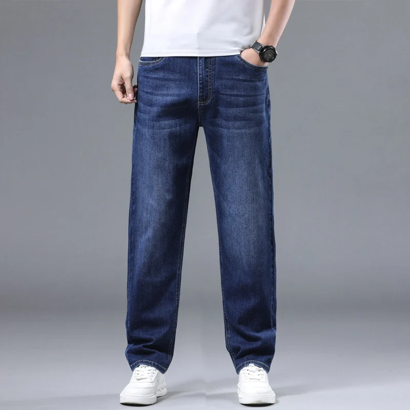 Herren Extraweite Denim-Baggy-Jeans mit geradem Bein & soften Waschungen Drune