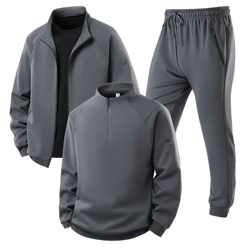 Herren Dreiteiliges Thermo-Trainingsset mit Halbzip-Pullover, Zip‑Jacke und Jogginghose Drune