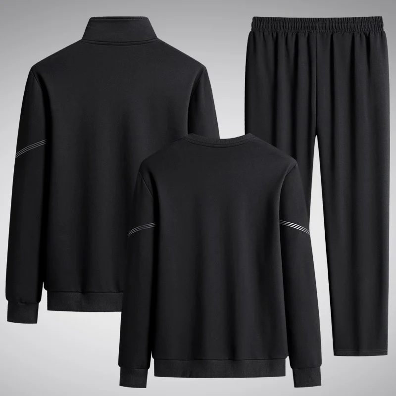 Herren Dreiteiliges Performance-Trainingsset mit Stehkragen-Zipjacke, Rundhals-Sweater & tapered Jogginghose Drune